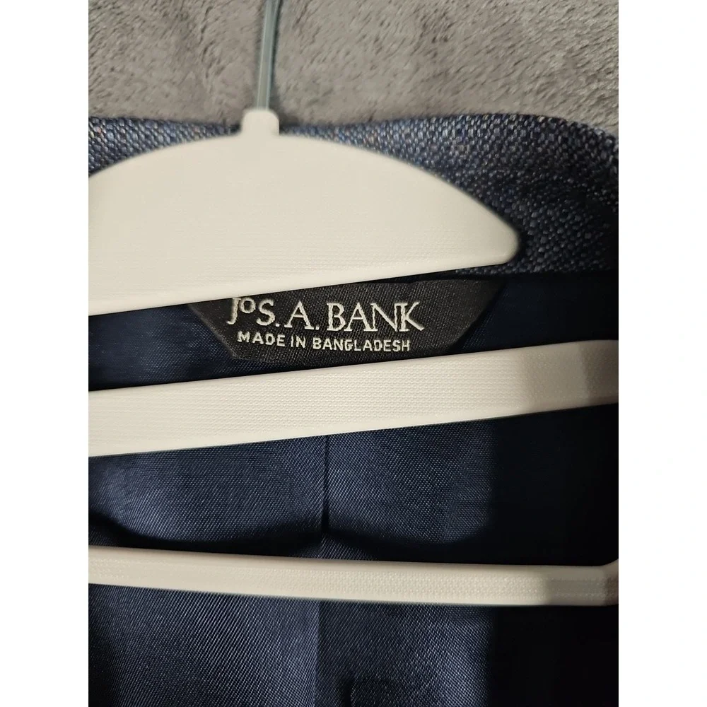 Jos A Bank 42R‎ 💯 Silk Suit Blue Gray Blazer Jacket Sport Coat Men Vtg 2 Button